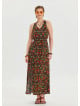 V Neck Slit Green Floral Dress 4643